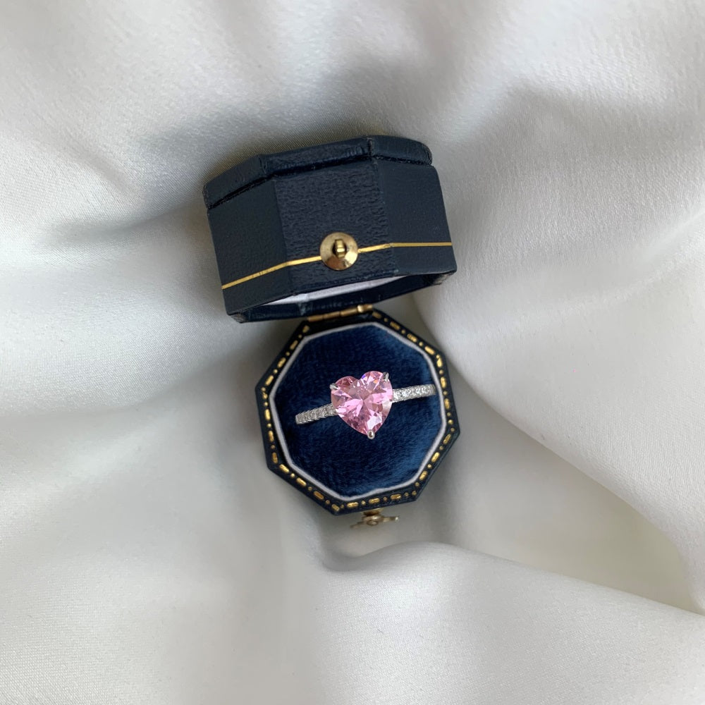 Pink Heart Ring- 925 Sterling Silver Cubic Zirconia