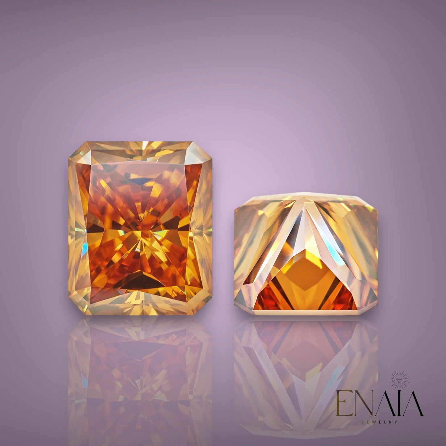 Champagne Radiant cut Moissanite