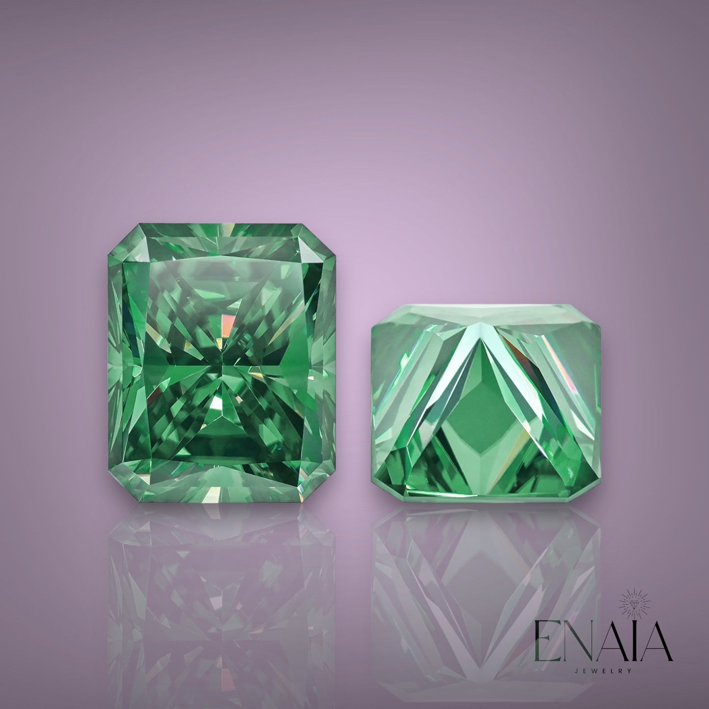 Green Radiant cut Moissanite