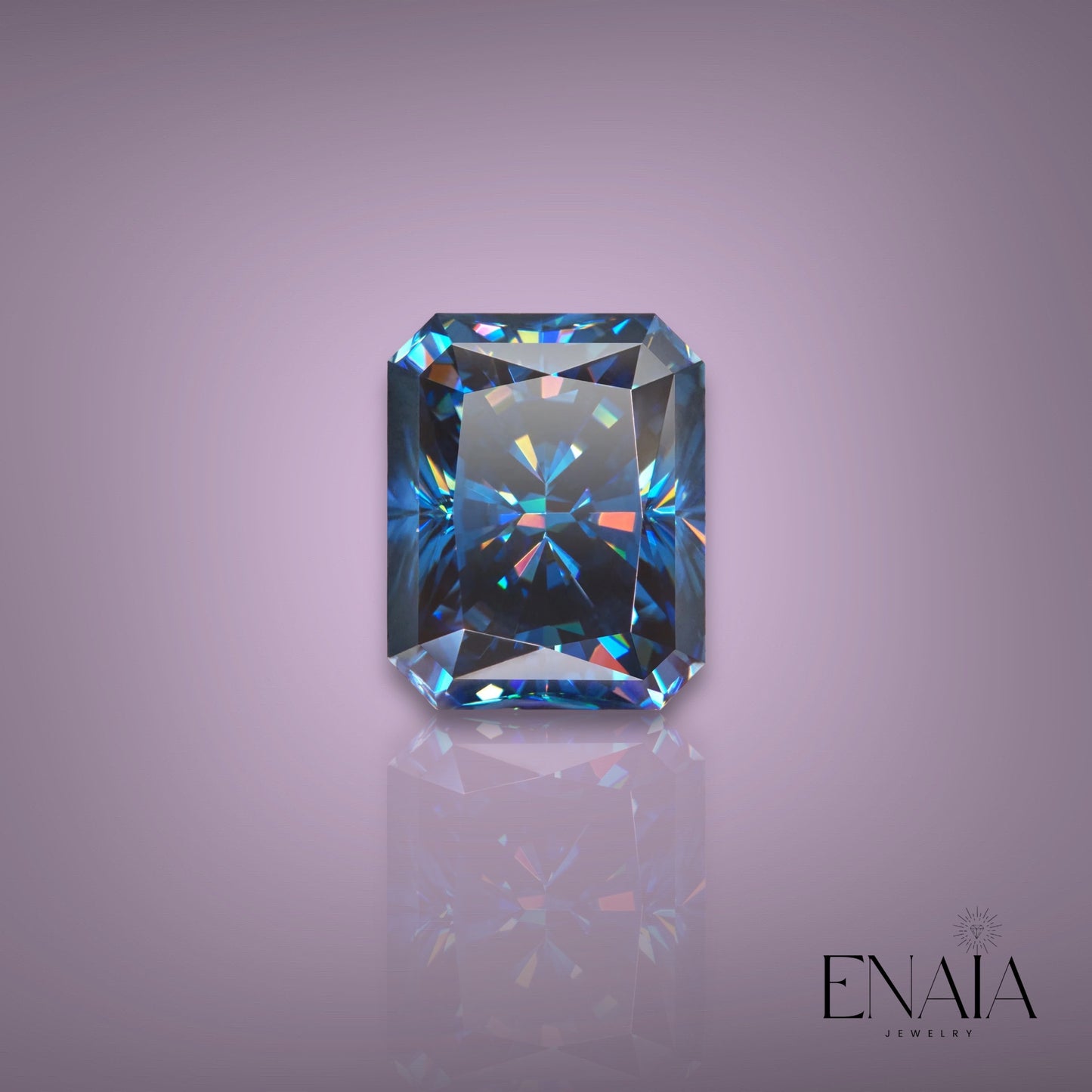 Blue Radiant cut Moissanite