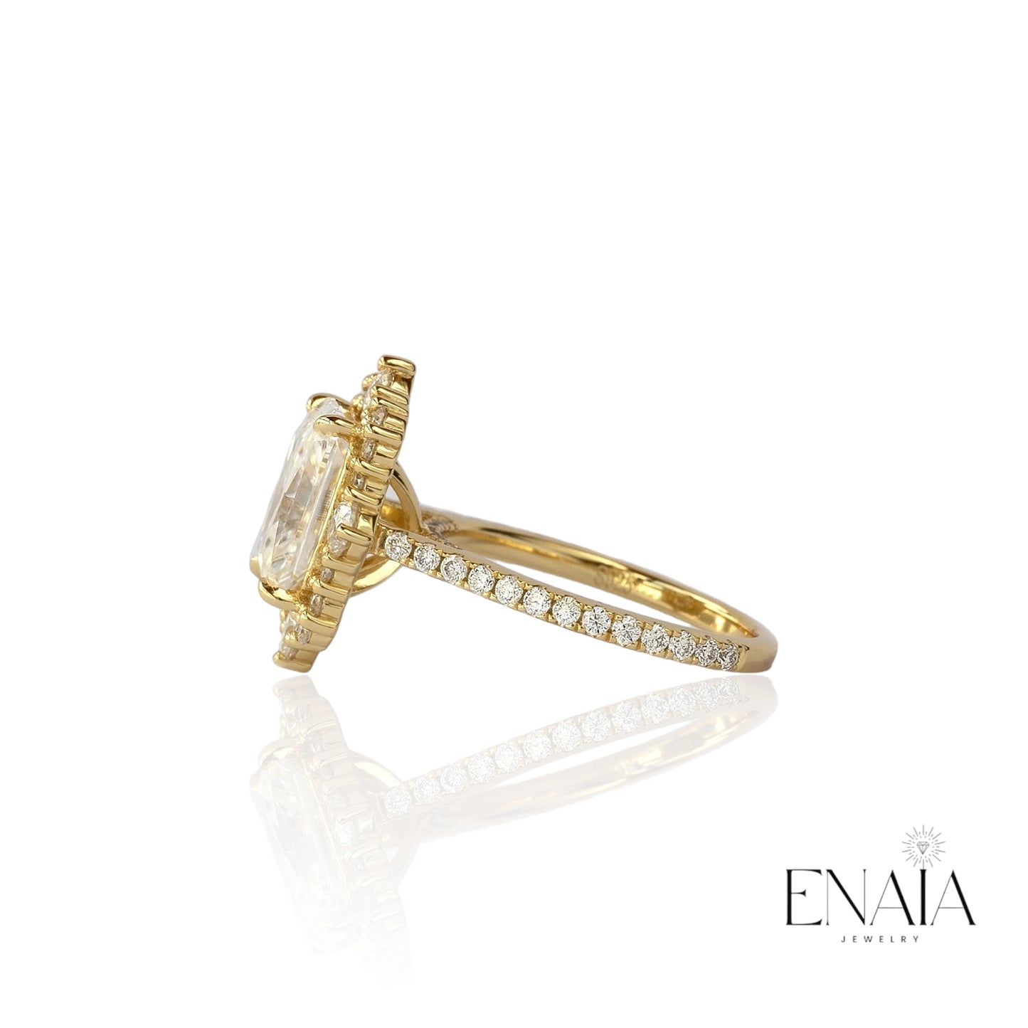 Gold Beatrice - Radiant Cut Moissanite 4 Ct