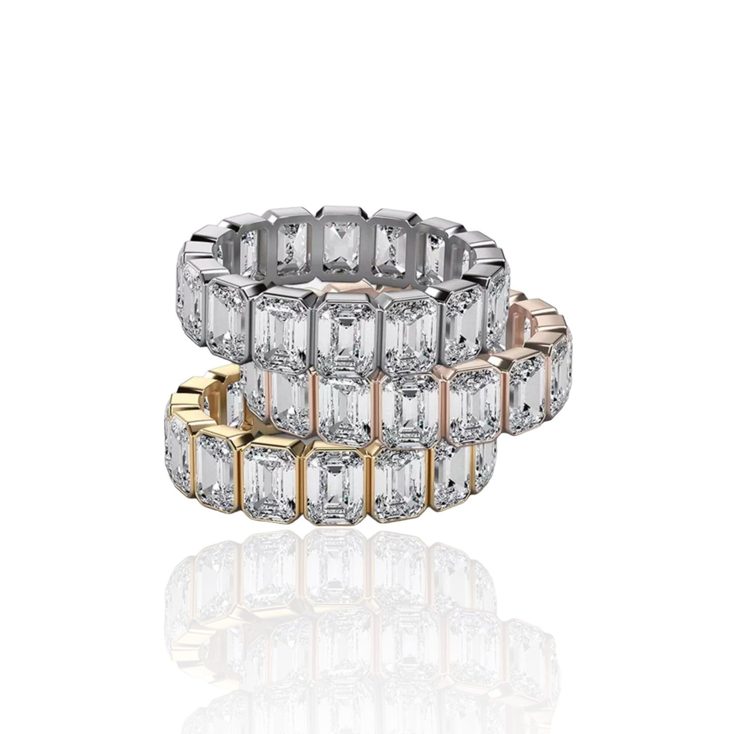 Mai - Emerald Cut Eternity Band 3*5mm Moissanite