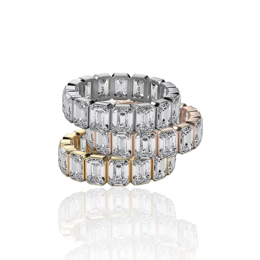Mai - Emerald Cut Eternity Band 3*5mm Moissanite