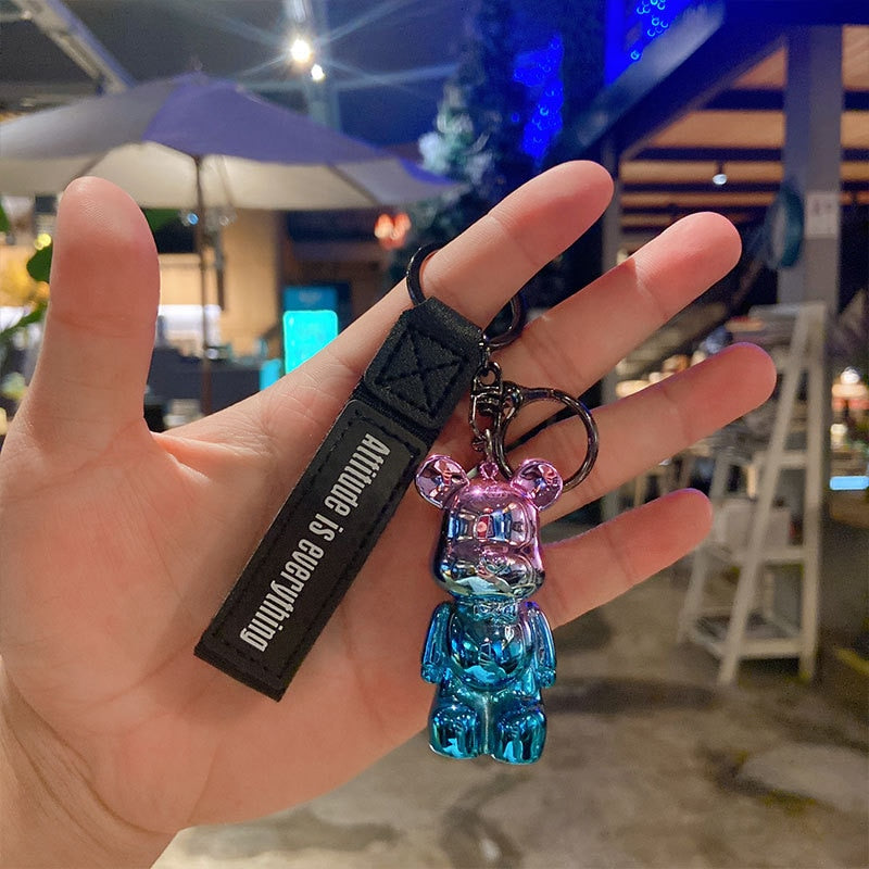 Cute Resin Keychain Charm Tie The Bear Pendant For Women Bag Car KeyRing Mobile Phone Fine Jewelry Accessories Kids Girl Gift