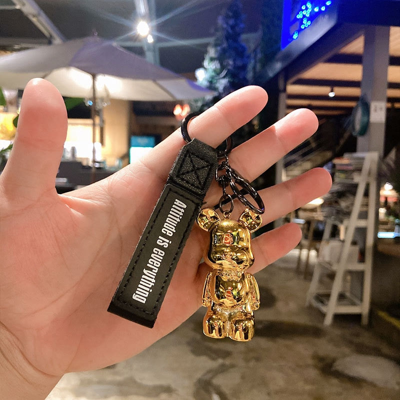 Cute Resin Keychain Charm Tie The Bear Pendant For Women Bag Car KeyRing Mobile Phone Fine Jewelry Accessories Kids Girl Gift