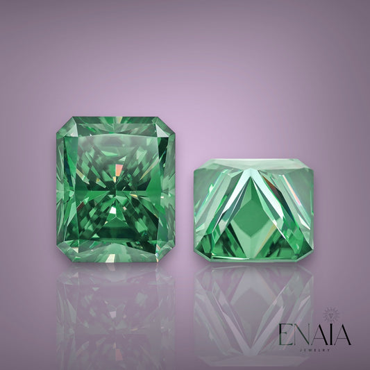 Green Radiant cut Moissanite
