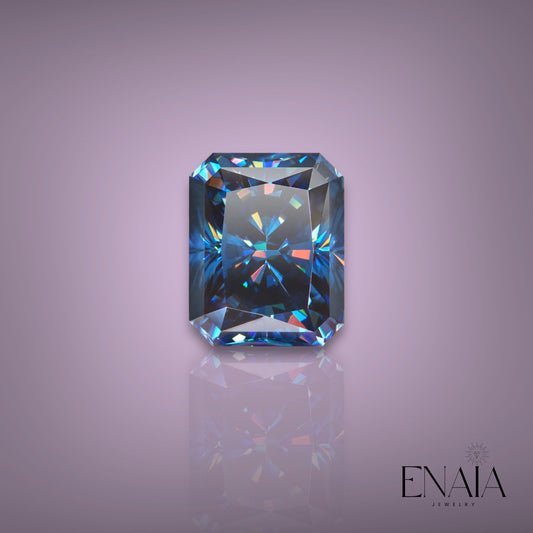 Blue Radiant cut Moissanite