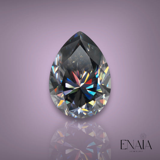 Grey Pear cut Loose Moissanite